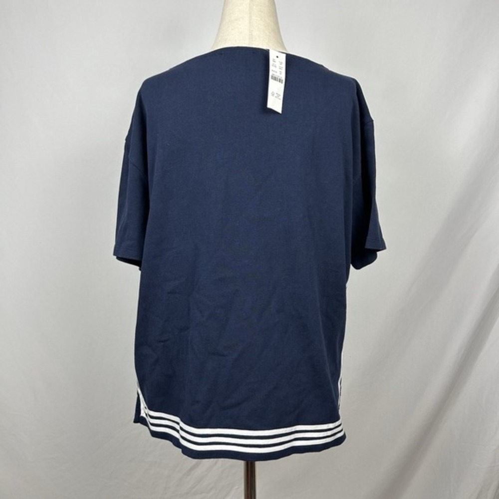 NWT J.Crew Women's Cotton Striped Boat Neck Top M Mariner Coastal Preppy - Picture 2 of 9